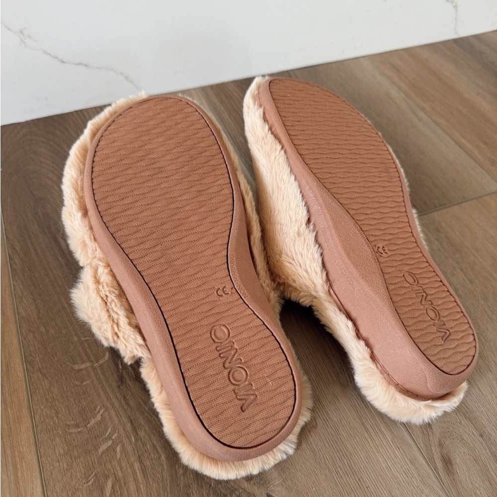 Vionic Tan Fuzzy Slippers - Picture 5 of 5